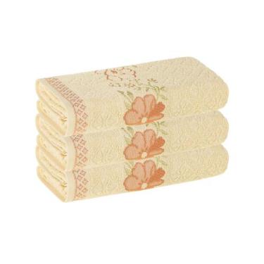 Imagem de Kit 3 Toalhas De Rosto Fio Cardado Yuna Karsten 48x80 cm Macias E Abso