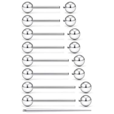 Imagem de Pnsgisr F136 titânio 16/14 g anéis de língua de mamilo com rosca interna para ponte joias para mulheres homens 12/14/16 mm barras halteres, 16g*12/14/16/19mm, Metal, Sem Pedra Preciosa
