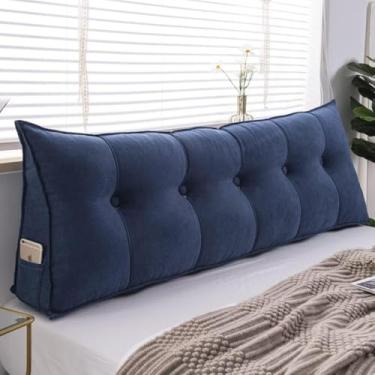 Imagem de Almofada De Encosto Tufted, Almofada De Cabeceira Triangular, Almofada De Cama De Linho Grande Suporte De Almofada De Apoio De Encosto Com Capa Removível, Para Cama, Sofá, Cad, Grey, 60 * 50 * 20cm