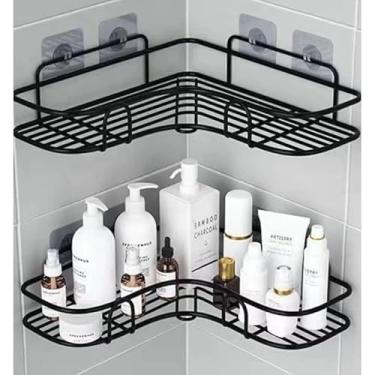 Imagem de Kit Com 2 Suporte Organizador De Metal Para Banheiro Cozinha Prateleira Porta Shampoo