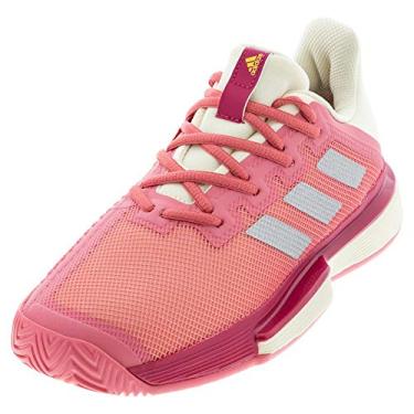 Imagem de adidas Tênis feminino Solematch Bounce, Rosa nebulosa/prata metálica/laranja ácido, 10.5