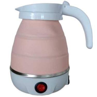 Imagem de Chaleira Elétrica Retrátil 600ml 110v Silicone Esquentar Leite Café Chá água (ROSA)