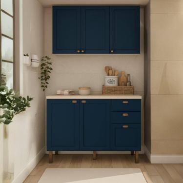 Imagem de Armário De Cozinha Genialflex Modulado 2 Peças Azul S/tampo