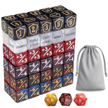 Imagem de 63 PCS MTG Dice Counters Set, D6 MTG Tokens with Bulk Abilities Keywords and MTG Life Counters, Dice Set for Magic The Gathering, TCG and Card Games