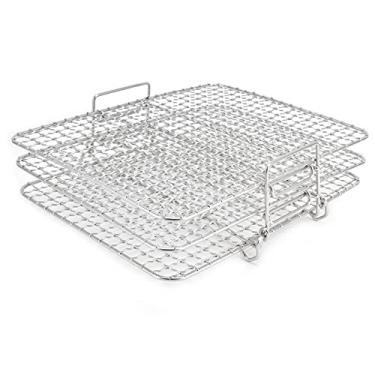 Imagem de Conjunto de rack de resfriamento empilhável Cffuvros 3, assadeira de aço inoxidável, rack de biscoito com design dobrável, grade de arame seguro para biscoitos, pão, torrefação
