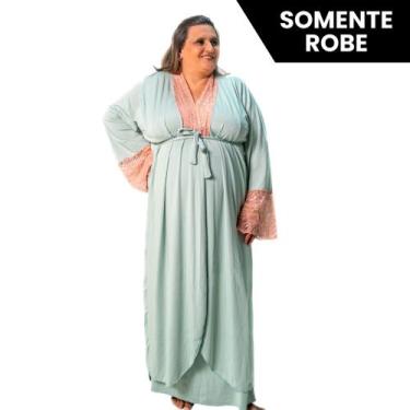 Imagem de Robe Longo Feminino Plus Size Renda Maternidade Gestante Conforto - Su