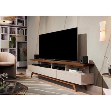 Imagem de RACK BANCADA VIVA 180cm RETRÔ GRANDE COR OFF WHITE / FREIJÓ PARA TV AT