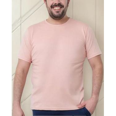 Imagem de Camiseta Algodão Premium Masculina Básica G1 Ao G5 - Hs, Rosa, Claro, 