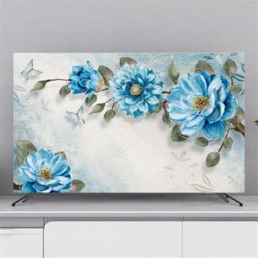 Imagem de Capa contra poeira de TV interna com padrão floral 3D para telas de 32-80 polegadas Protetor de tela de televisões elásticas universais tecido elástico macio capa de monitor de computador - flor 3||40