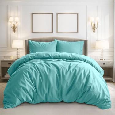 Imagem de PUre Bedding Capa de edredom California King – conjunto de cama extra macio, inclui 1 capa de edredom Cal King 264 x 232 cm com fecho de zíper e 2 fronhas, edredom não incluído, água-marinha