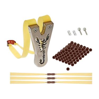 Imagem de MXLUSINE Estilingue poderoso de caça ao ar livre para adultos, estilingue profissional de metal resistente com faixas de borracha planas