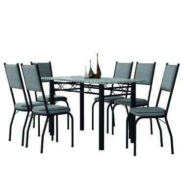 Imagem de Conjunto Sala De Jantar Mesa Tampo Granito 1,40m Com 6 Cadeiras Diana Artefamol