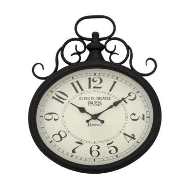 Imagem de Relógio De Parede Herweg Metal Preto Fosco 6498 único