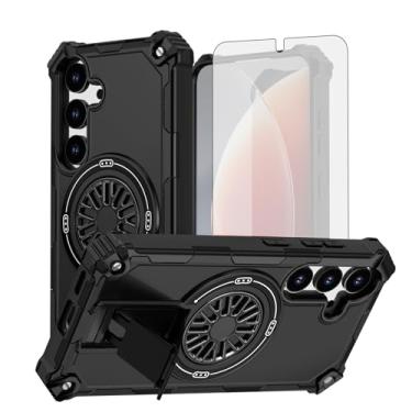 Imagem de Asuwish Capa de celular para Samsung Galaxy S24/S25 5G com protetor de tela de vidro temperado e suporte magnético à prova de choque acessórios de celular fino S 24 24S 25 25S G5 SM-S931U feminino