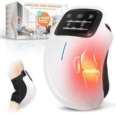 Imagem de Massageador de joelho sem fio com tela de LED, calor infravermelho e vibração alívio da dor no joelho para inchaço das articulações rígidas, ligamentos esticados e lesões musculares, massagem portátil