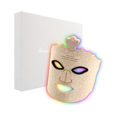 Imagem de Máscara facial de LED de 7 cores, terapia de luz vermelha para o rosto para rugas antienvelhecimento, máscara de silicone com luz vermelha para cuidados com a pele em casa com almofada de proteção