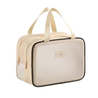 Imagem de Heliar Bolsa de higiene de viagem grande com separação a seco e molhado – Bolsa de lavagem impermeável de PVC para mulheres, bolsa de banho transparente e fosca para academia, pernoite, natação e