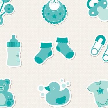 Imagem de Papel de Parede Adesivo Infantil Azul e Cinza - 002 - Multimpressão