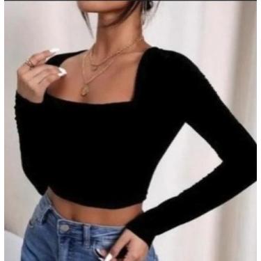 Imagem de Cropped decote quadradinho Casual - FREITAS MODAS, Preto, G