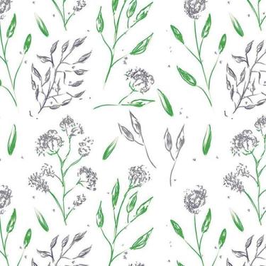 Imagem de Papel de Parede Adesivo Floral Cinza e Verde - 086 - Multimpressão