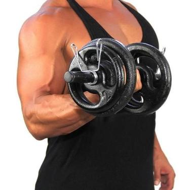 Imagem de Kit Musculação Completo Barras 20 Kg Anilhas Pintadas - Kl Master Fitn