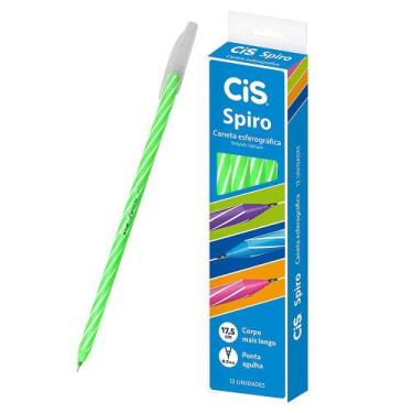Imagem de Caneta Cis Spiro 0.7 mm Ponta Fina Esferográfica 12 Unidades, Verde