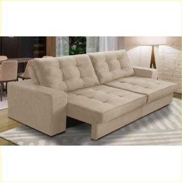 Imagem de Sofá Retrátil e Reclinável 3 lugares 2,10m com Molas Melissa Suede Beg