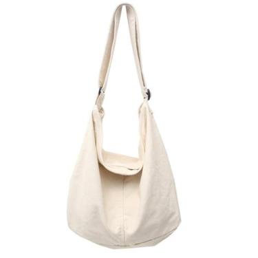 Imagem de Bolsa mensageiro GAXOS Aesthetic Vintage White Canvas Feminina