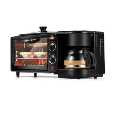 Imagem de Estação de café da manhã 3 em 1 - Máquina de café da manhã elétrica, Máquina de café da manhã com forno portátil com frigideira e máquina de café, adequada para dormitórios de