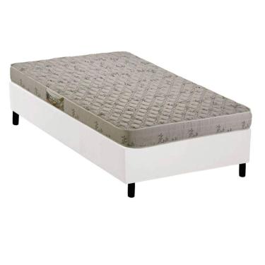 Imagem de Cama Box Solteiro: Colchão Espuma D33 Herval Cannes + Base CRC Corano White (88x188)