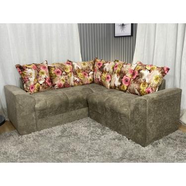 Imagem de Sofá Canto Marrom Cappuccino com Floral 630/66 Belo