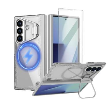 Imagem de Nillkin Capa para Samsung Galaxy Z Fold 7 Magsafe, protetor de tela integrado, suporte de câmera integrado e proteção magnética da dobradiça, transparente e antiamarelo, capa dobrável 7 com suporte