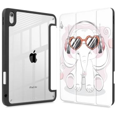 Imagem de Tuiklol Capa para iPad Air de 11 polegadas (M3 2025/M2 2024) 6ª geração/iPad Air 10,9 polegadas 2022 2020 5ª/4ª geração, porta-lápis embutido com capa à prova de choque traseira transparente despertar