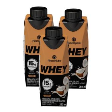 Imagem de Kit 3 Bebida Láctea Piracanjuba Whey Zero Lactose com 15g de Proteína 