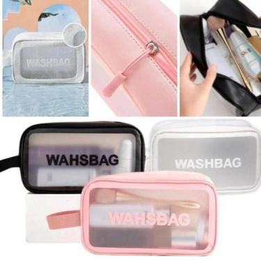 Imagem de Necessaire Com Alça Para Viagem Maquiagem Bolsinha Bolsa Organizadora 