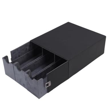 Imagem de Jiawu Casos de Deck de Cartas, Caixa de Armazenamento de Cartões de Fechamento Magnético de Couro, 3 Fileiras de Grande Capacidade Se Encaixa 100 PCs para Jogo Colecionável, para TCG, (Cinza)