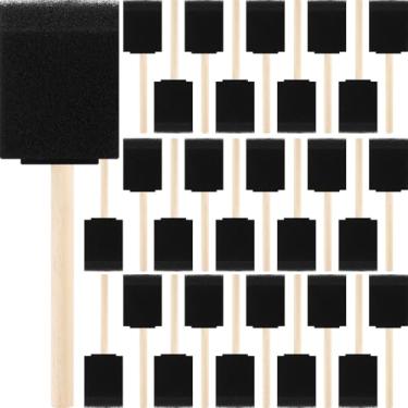 Imagem de Maxdot Pacote com 100 pincéis de tinta de espuma de 5 cm com cabo de madeira para pintura, acrílico, manchas, vernizes, artesanato