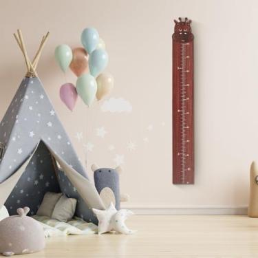 Imagem de Tabela de crescimento de madeira, linda tabela de altura de madeira com escala dupla, régua de parede de medição de altura infantil fácil de instalar, sem broca, tabela de medidas de altura para