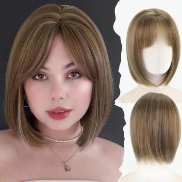 Imagem de Peruca WIGYY Honey Brown Short Bob com franja de 30 cm para mulheres