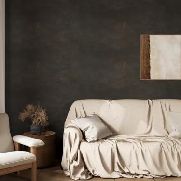 Imagem de VaryStyle Papel de parede de concreto marrom azul escuro descasque e cole papel de contato de concreto para paredes de bancada, papel de parede de cimento industrial espesso envoltório de vinil