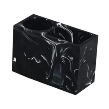 Imagem de KiBcsLic Suporte para pasta de dente, suporte para escova de dentes com 2 compartimentos, organizador de escova de maquiagem em resina para pente, chuveiro, Preto
