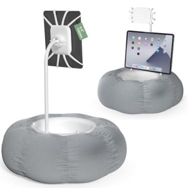 Imagem de Suporte de travesseiro Lap Kindle com suporte de silicone para acessórios e telefones Kindle (12 cm a 20 cm) e suporte ajustável para iPad para mesa com tigela de lanche para tablets (20 a 39 cm