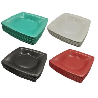 Imagem de Jogo De Pratos 25 PeçAs | Pratos Quadrados Fundos Em PláStico ReutilizáVel E Resistente | Ideal Para Festas, Churrascos, Lanches E Dia A Dia | Cores Variadas(25 Pratos,Cores Variadas)