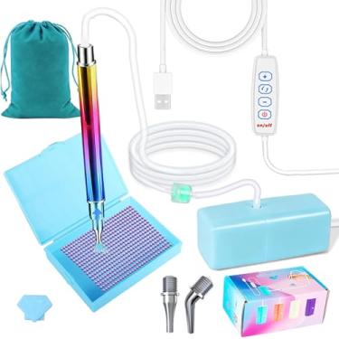 Imagem de Caneta de pintura de arte de diamante elétrica, caneta de arte de diamante a vácuo para pintor com pontas rosqueadas de metal e bandeja de armazenamento, sem necessidade de cera, acessórios de arte de