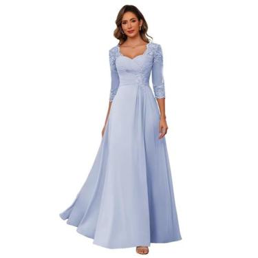 Imagem de Vestido de noite AUSPORY Chiffon Lavender, manga 3/4 para mulheres