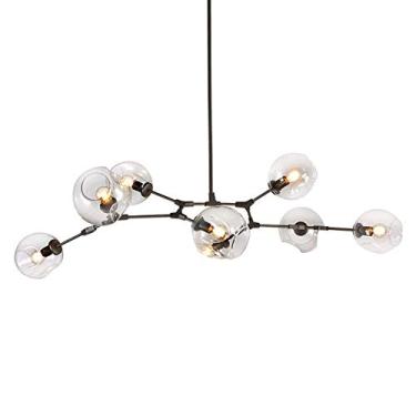 Imagem de Lustre Sputnik moderno, lustre de metal com gradiente, luminária pendente de meados do século, luminária de teto dourada, compatível com corredor, bar, cozinha, sala de jantar (fumaça)