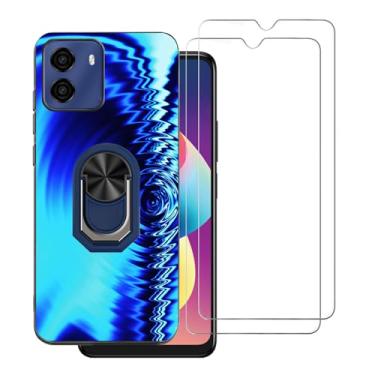 Imagem de DAMONDY Capa para celular BLU G35 com 2 protetores de tela, suporte de anel com design de padrão de onda fino para mulheres e meninas, capa protetora de corpo inteiro de TPU macio à prova de choque