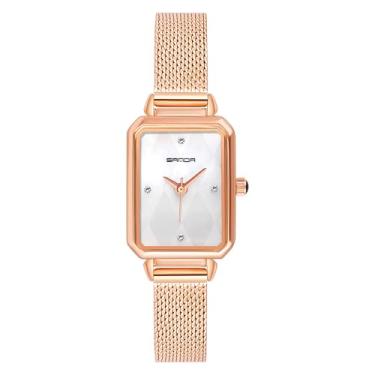 Imagem de KXAITO Relógio feminino com mostrador verde malaquita, caixa quadrada, pulseira de couro, relógios à prova d'água 3ATM, presente para Natal, Dia dos Namorados, Dia das Mães, aniversário, Malha, ouro