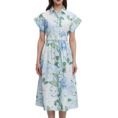 Imagem de Vestido feminino EZAPINE, verão 2025, casual, asa, verde floral
