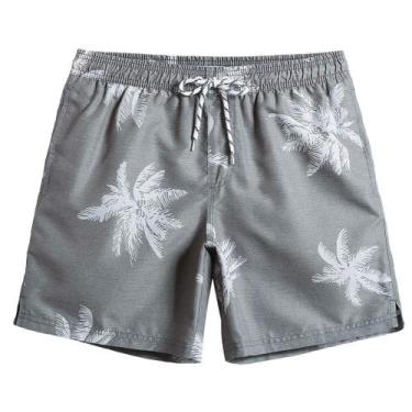 Imagem de Calções de banho mamagic masculinos cinza tamanho M com forro de malha